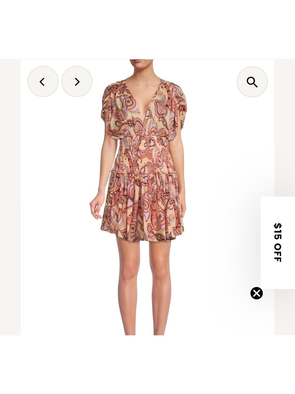 NWOT: A.L.C. Luna Print Smocked Mini Dress Size 6